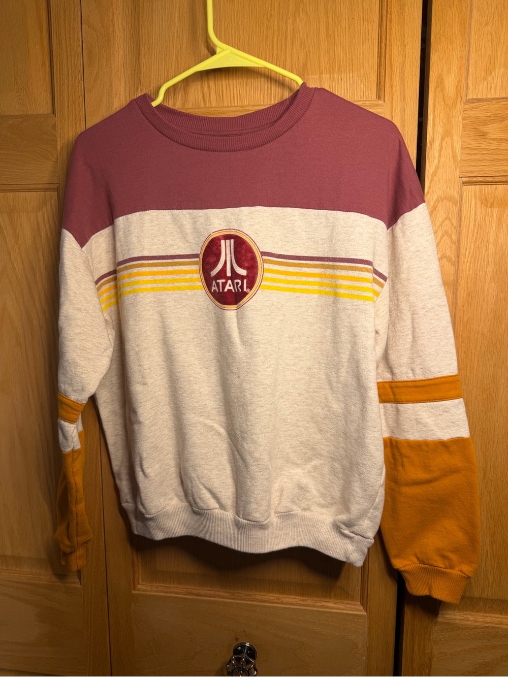 Atari Women's Colorblock Crewneck Sweatshirt - Maroon, Cream & Mustard